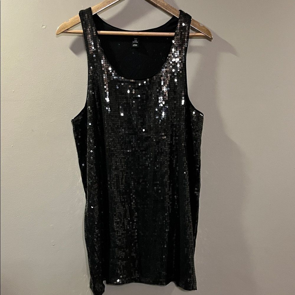 H&M Black Sequin Sleeveless Top or Mini Dress